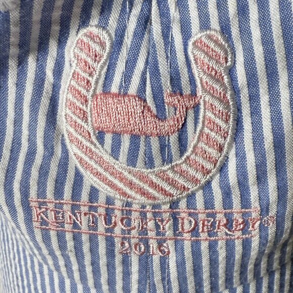 Vineyard Vines Kentucky Derby 2016 Blue & White Stripe with Pink Ball cap Hat - Picture 7 of 7